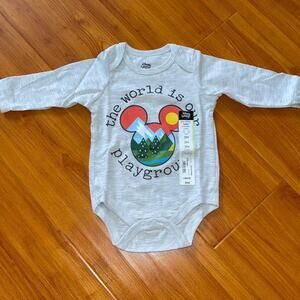 NEW Grey 3 Months Baby Disney Mickey Mouse Long Sleeve One piece Bodysuit
